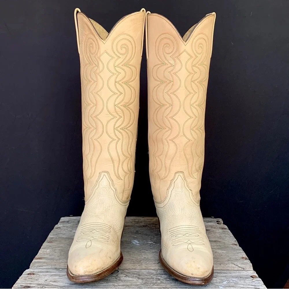 FRYE Vintage Rare Tall Knee High Stitching Cowgirl Cowboy Western Boots Size 9 - Picture 4 of 13